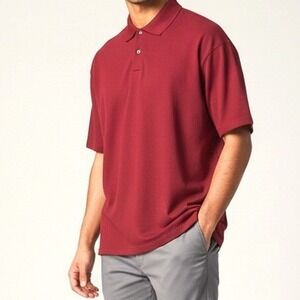 Banana Republic Mens Luxe Touch Performance Polo Shirt Burgundy Red Large NEW